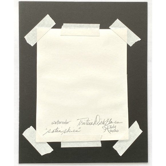 Satin Skies - Original Wall Art Watercolor Painting Matted Frame Ready 8”x10” - Picture 5 of 5